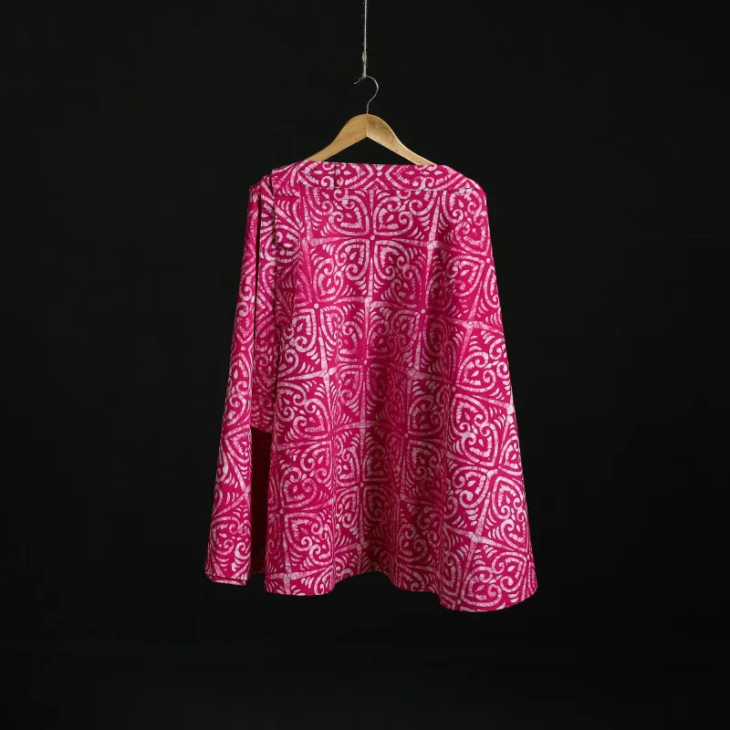 Pink - Hand Block Batik Print Cotton Wrap Around Skirt 32 made by Itokri