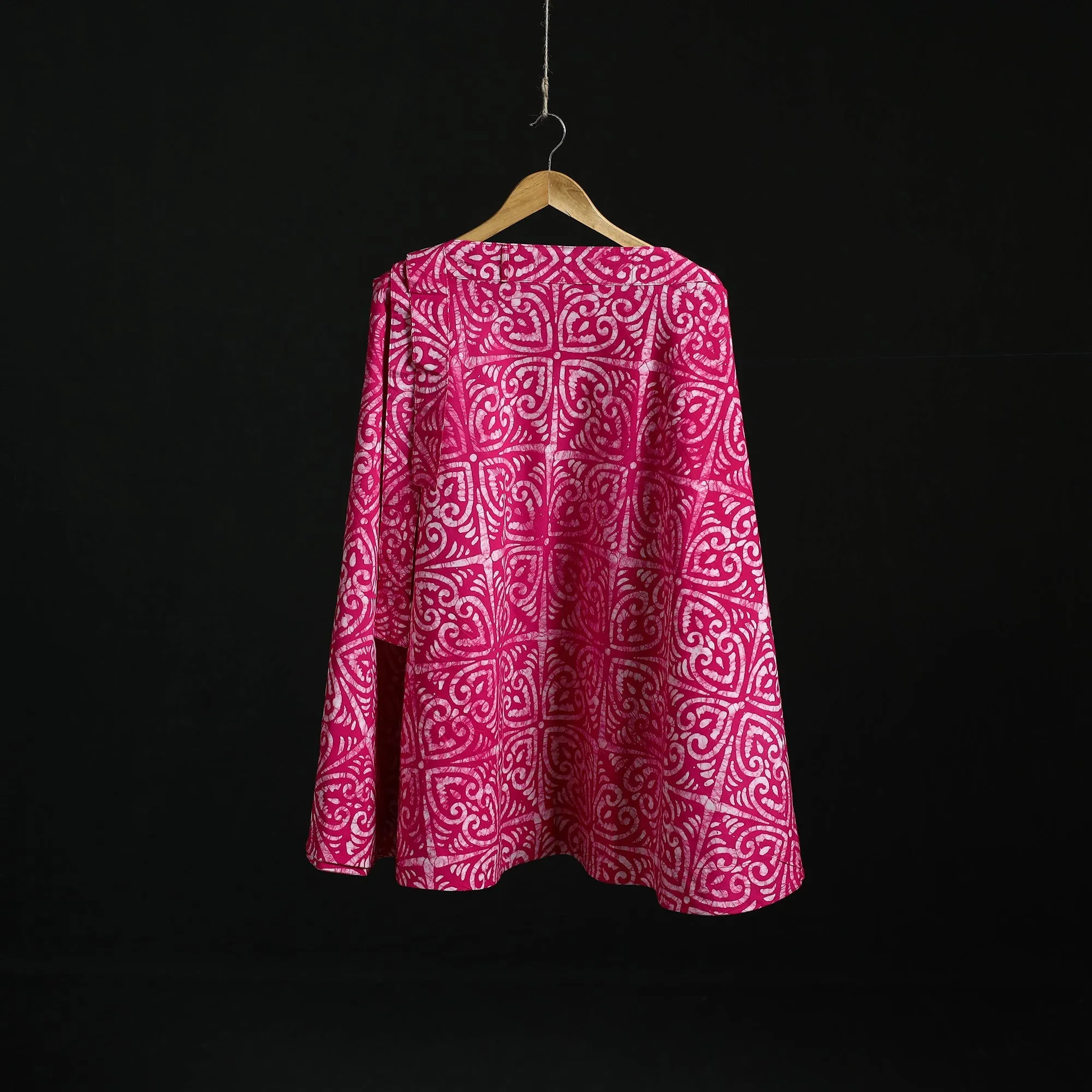 Pink - Hand Block Batik Print Cotton Wrap Around Skirt 32 sold by Itokri