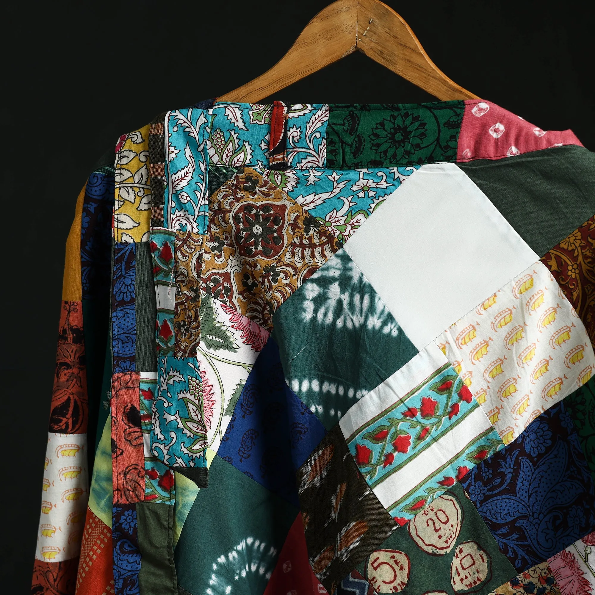 Multicolor - Tukdi Patchwork Cotton Wrap Around Skirt 43 sold by Itokri product image thumbnail 3