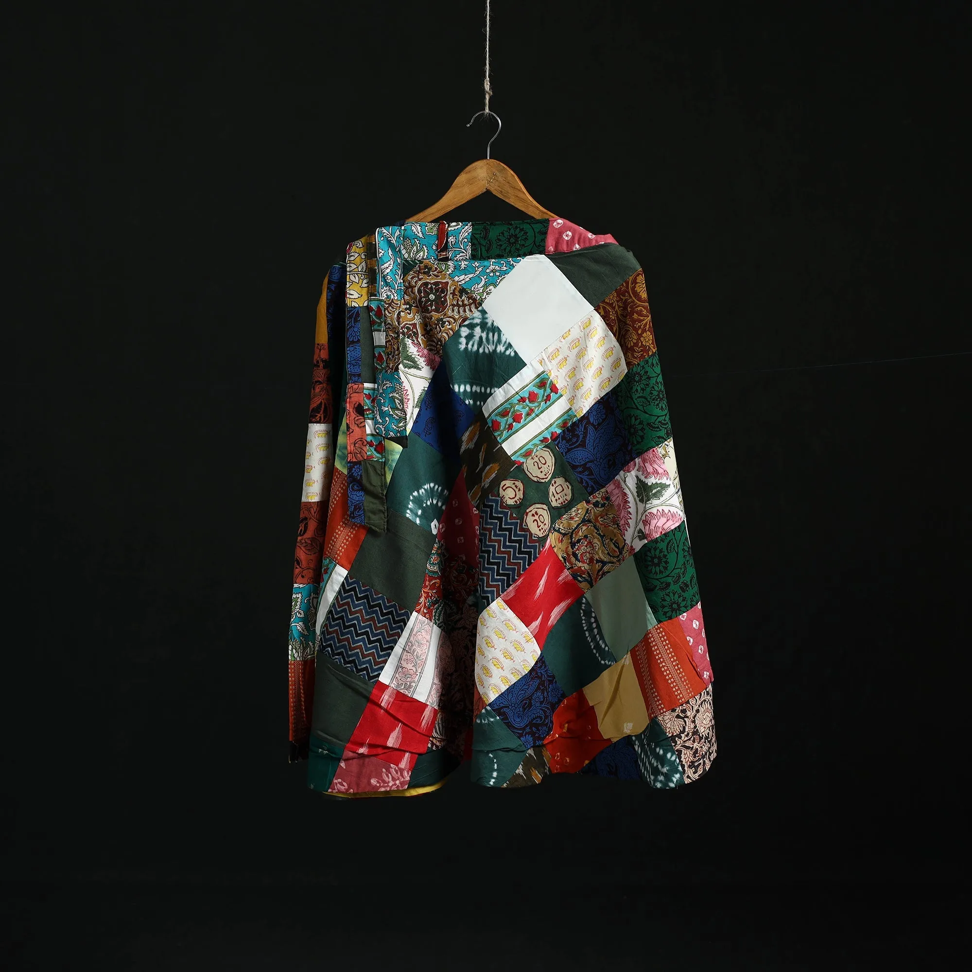 Multicolor - Tukdi Patchwork Cotton Wrap Around Skirt 43 sold by Itokri