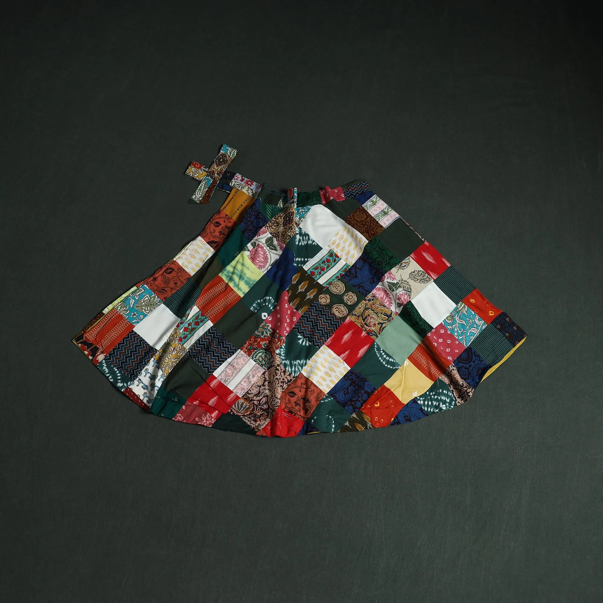 Multicolor - Tukdi Patchwork Cotton Wrap Around Skirt 43 sold by Itokri product image thumbnail 2