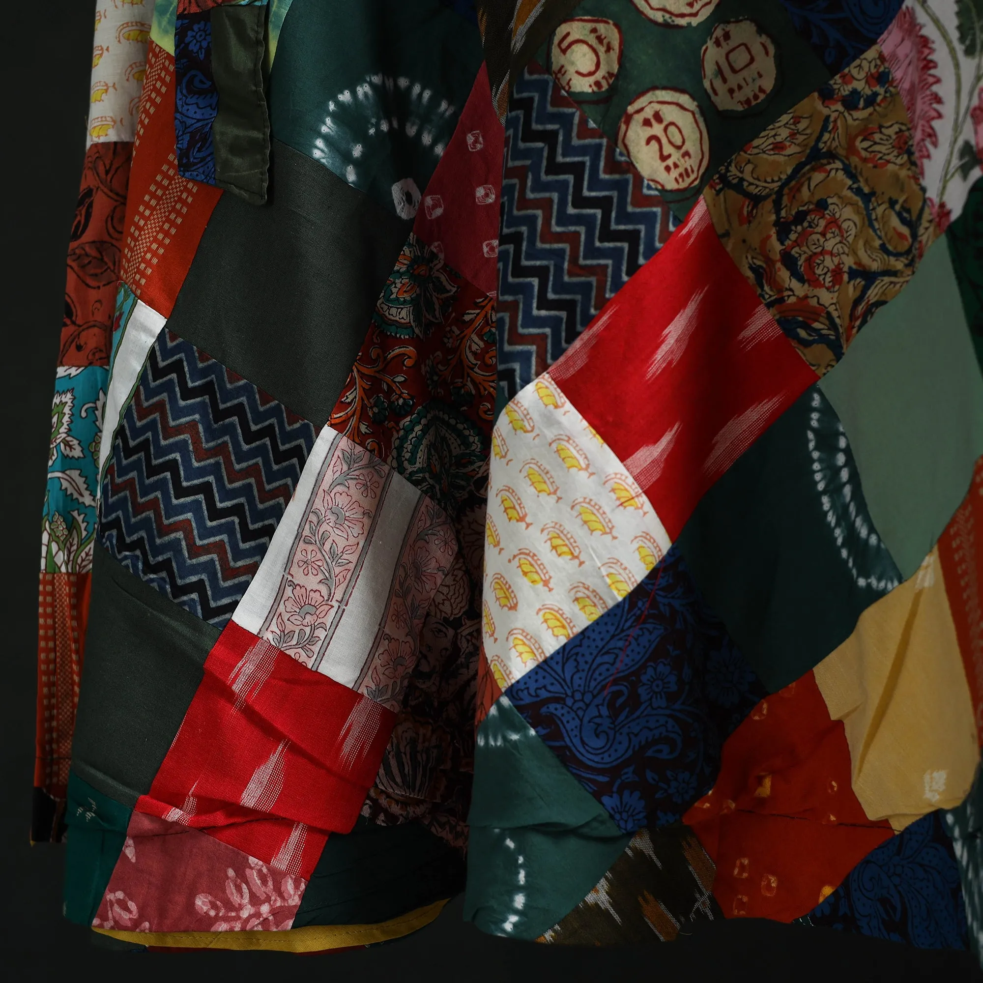 Multicolor - Tukdi Patchwork Cotton Wrap Around Skirt 43 sold by Itokri product image thumbnail 4