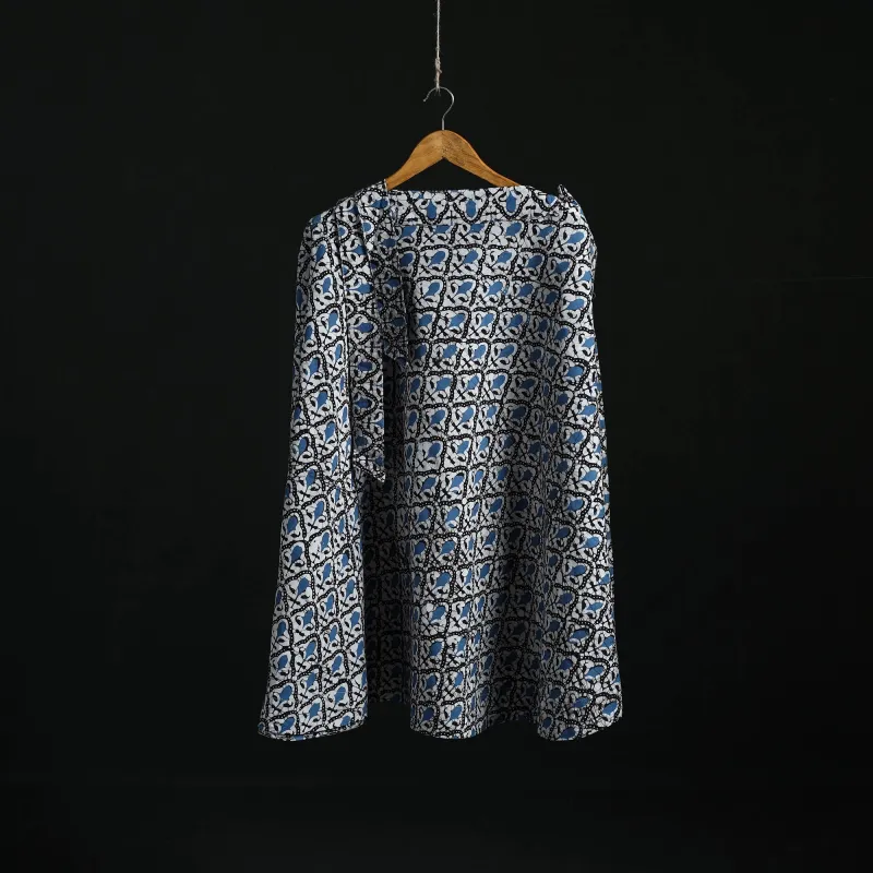 Blue - Hand Block Batik Print Cotton Wrap Around Skirt 39 made by Itokri