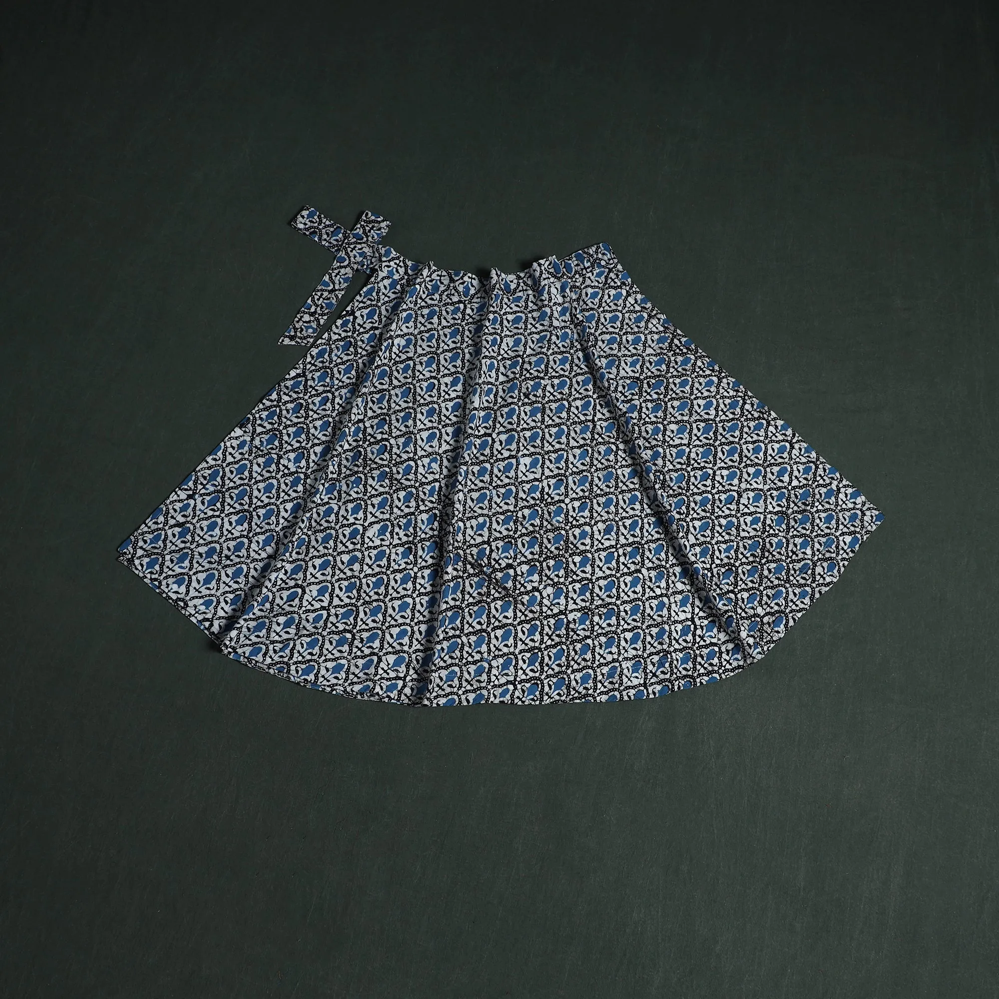 Blue - Hand Block Batik Print Cotton Wrap Around Skirt 39 sold by Itokri product image thumbnail 2