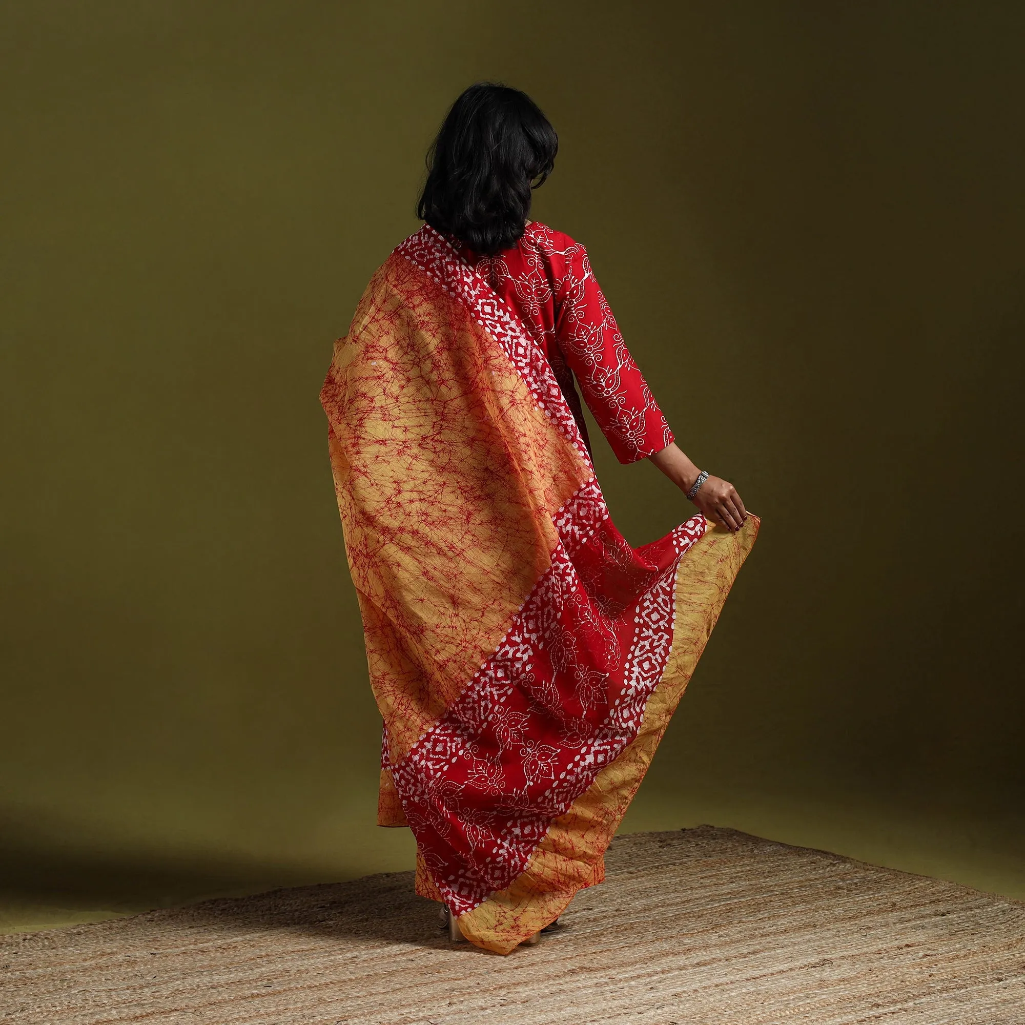 Red - Hand Block Batik Print Cotton Suit Set with Dupatta for women 14 sold by Itokri product image thumbnail 5