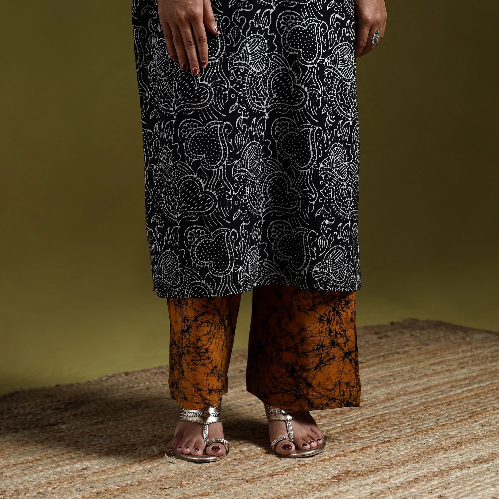 Black - Hand Block Batik Print Cotton Suit Set with Dupatta for women 07 sold by Itokri product image thumbnail 4