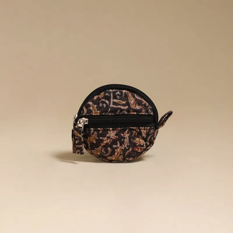 Black - Handcrafted Quilted Kalamkari Block Printed Fabric Coin Pouch by Chhoti Si Asha 57 made by Itokri