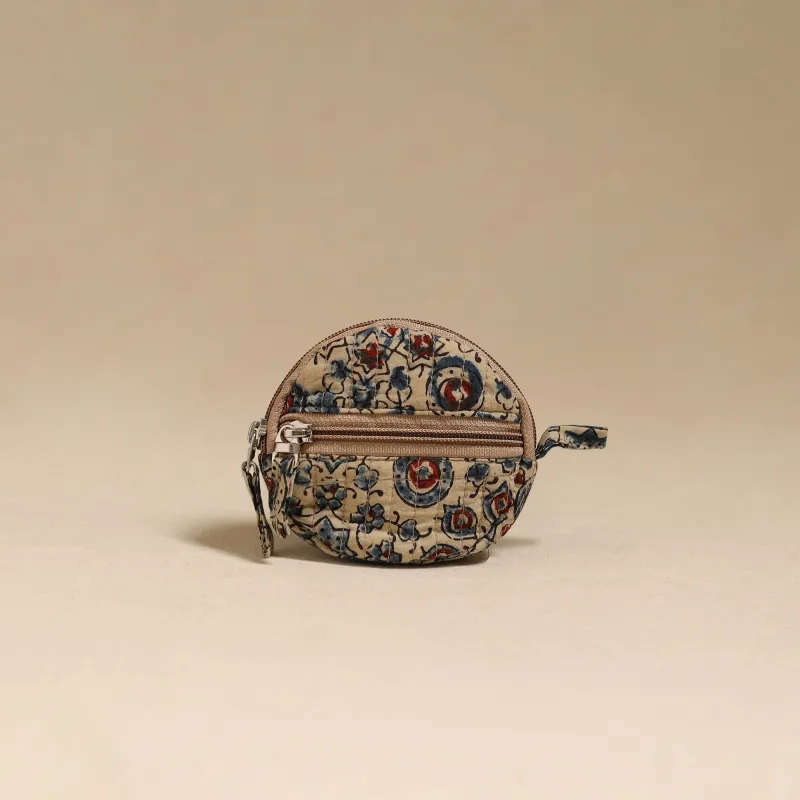 Beige - Handcrafted Quilted Ajrakh Block Printed Fabric Coin Pouch by Chhoti Si Asha 88 made by Itokri