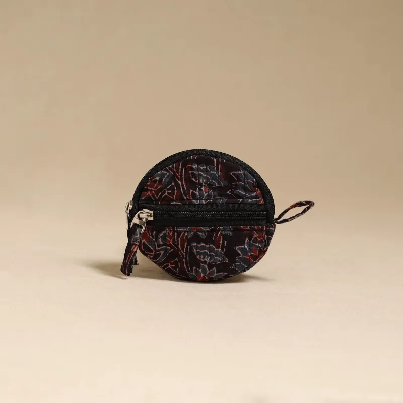 Black - Handcrafted Quilted Ajrakh Block Printed Fabric Coin Pouch by Chhoti Si Asha 87 made by Itokri