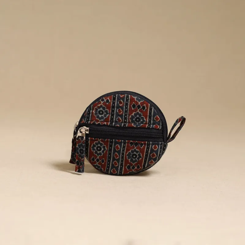Blue - Handcrafted Quilted Ajrakh Block Printed Fabric Coin Pouch by Chhoti Si Asha 86 made by Itokri