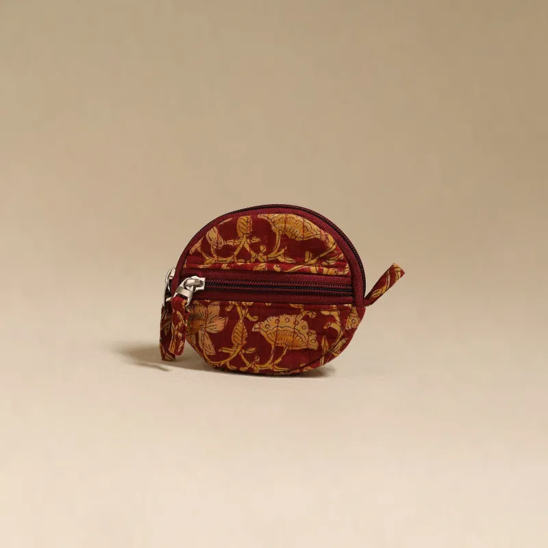 Red - Handcrafted Quilted Sanganeri Block Printed Fabric Coin Pouch by Chhoti Si Asha 76 made by Itokri