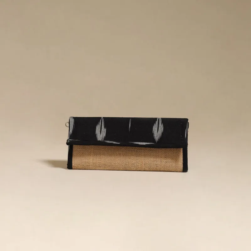 Black - Handcrafted Ikat Fabric Jute Clutch / Wallet by Chhoti Si Asha 43 made by Itokri