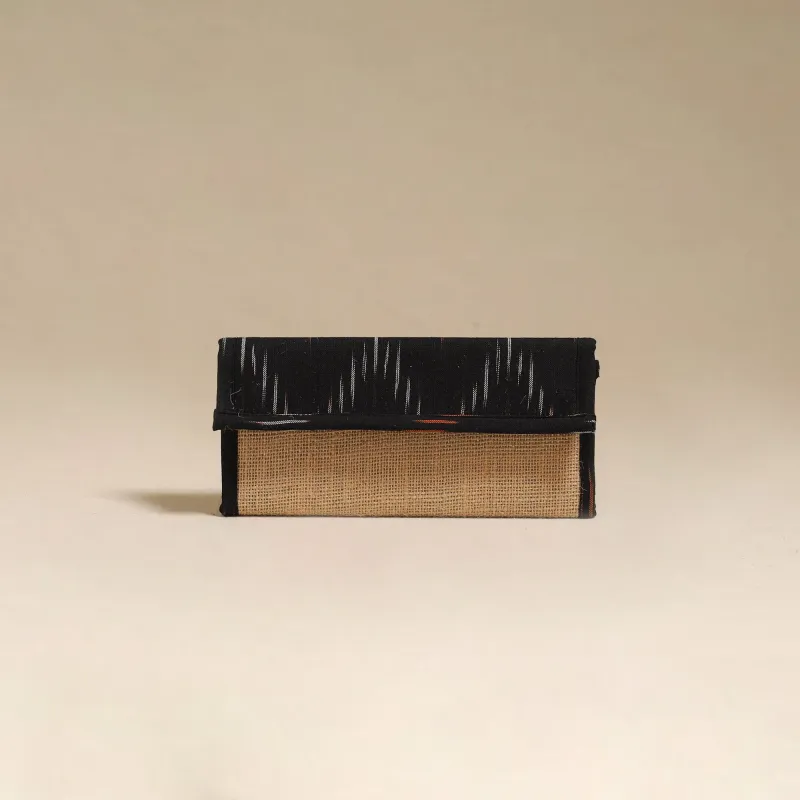 Black - Handcrafted Ikat Fabric Jute Clutch / Wallet by Chhoti Si Asha 39 made by Itokri