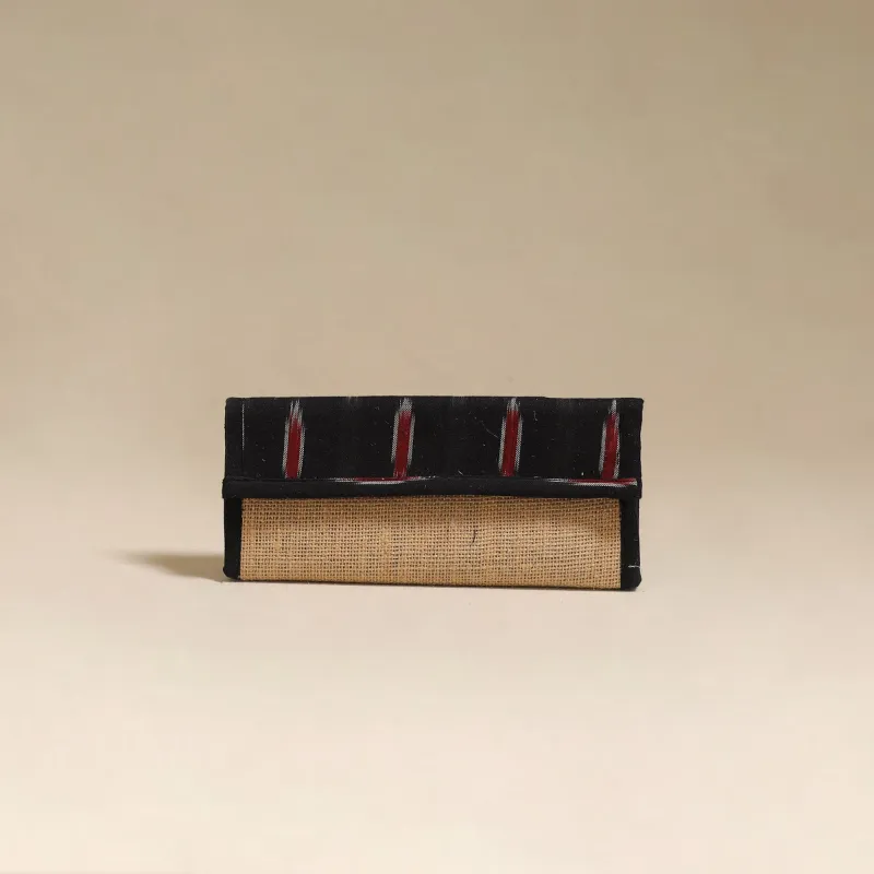 Black - Handcrafted Ikat Fabric Jute Clutch / Wallet by Chhoti Si Asha 37 made by Itokri