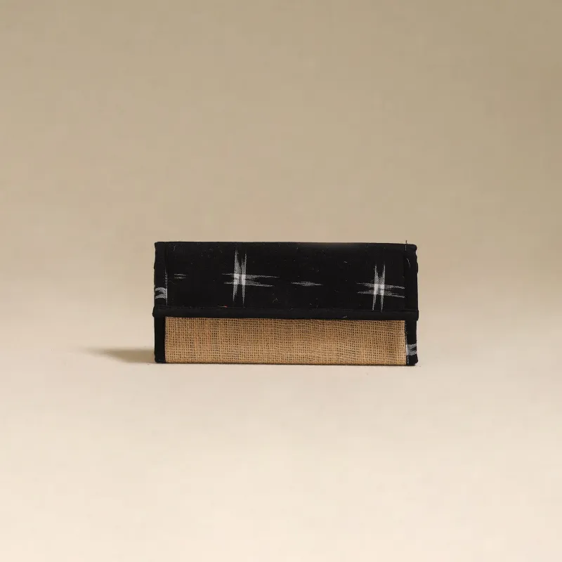 Black - Handcrafted Ikat Fabric Jute Clutch / Wallet by Chhoti Si Asha 35 made by Itokri
