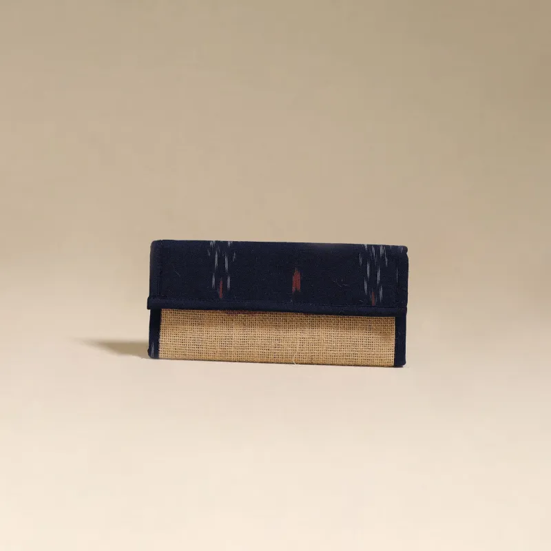 Blue - Handcrafted Ikat Fabric Jute Clutch / Wallet by Chhoti Si Asha 29 made by Itokri