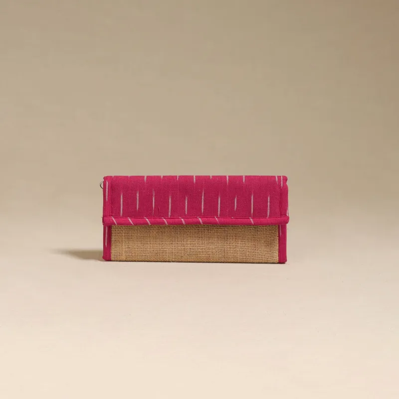Pink - Handcrafted Ikat Fabric Jute Clutch / Wallet by Chhoti Si Asha 23 made by Itokri