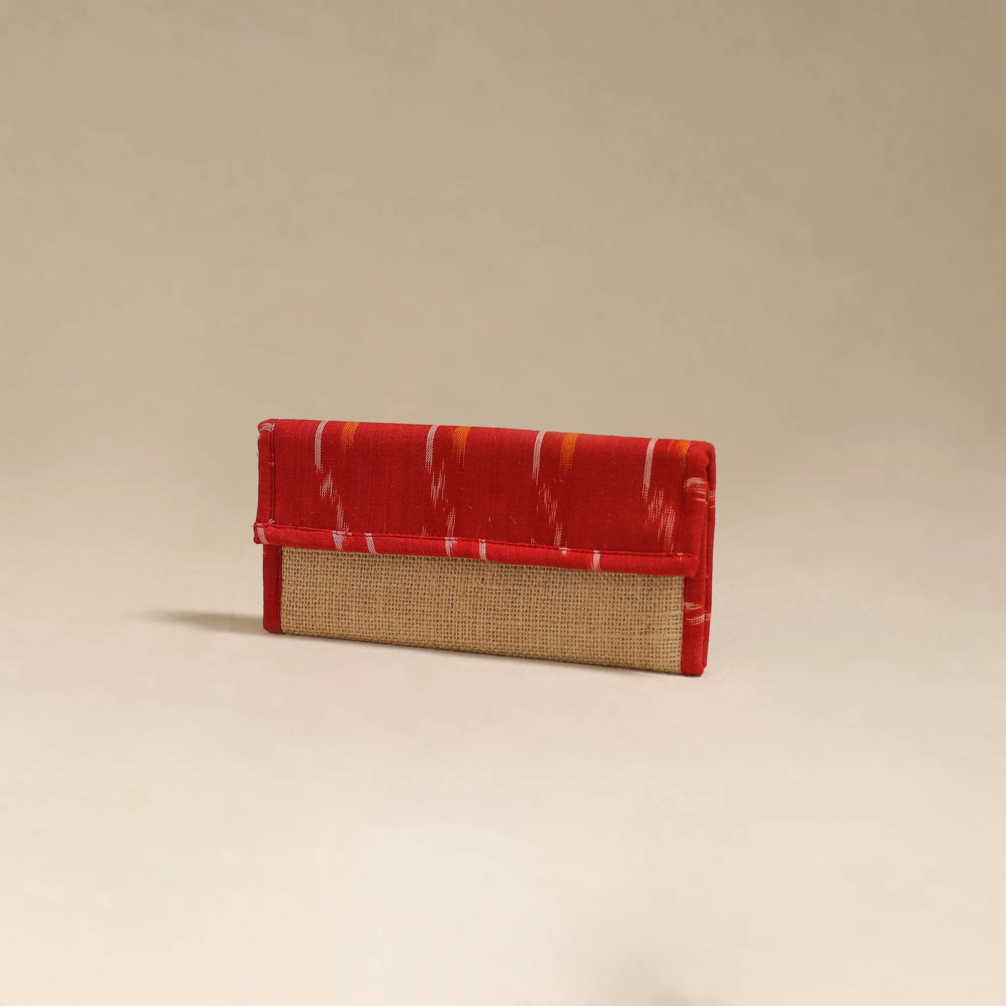 Red - Handcrafted Ikat Fabric Jute Clutch / Wallet by Chhoti Si Asha 11 sold by Itokri product image thumbnail 2