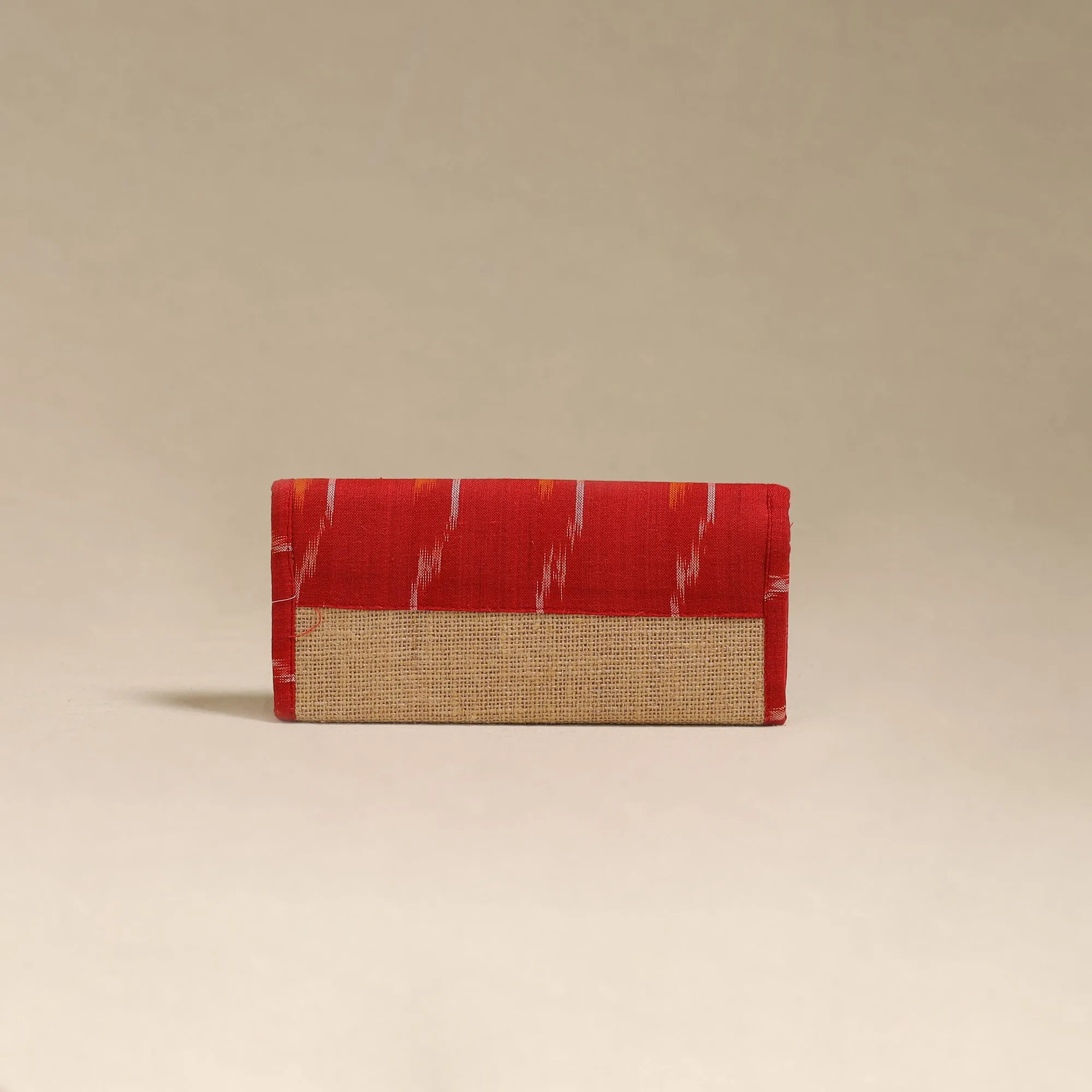 Red - Handcrafted Ikat Fabric Jute Clutch / Wallet by Chhoti Si Asha 11 sold by Itokri product image thumbnail 3