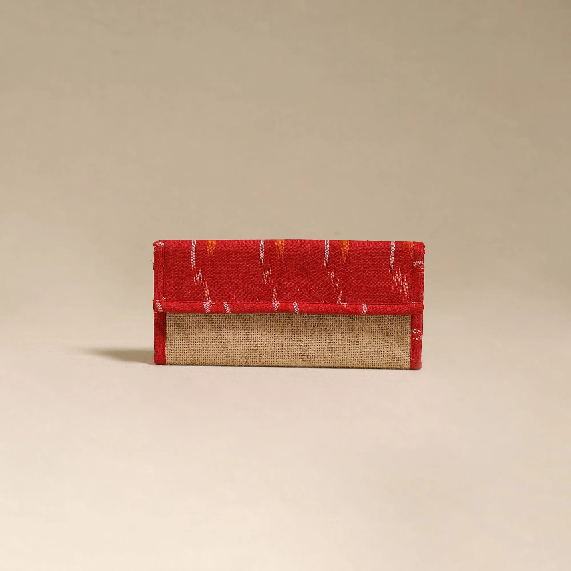Red - Handcrafted Ikat Fabric Jute Clutch / Wallet by Chhoti Si Asha 11 sold by Itokri