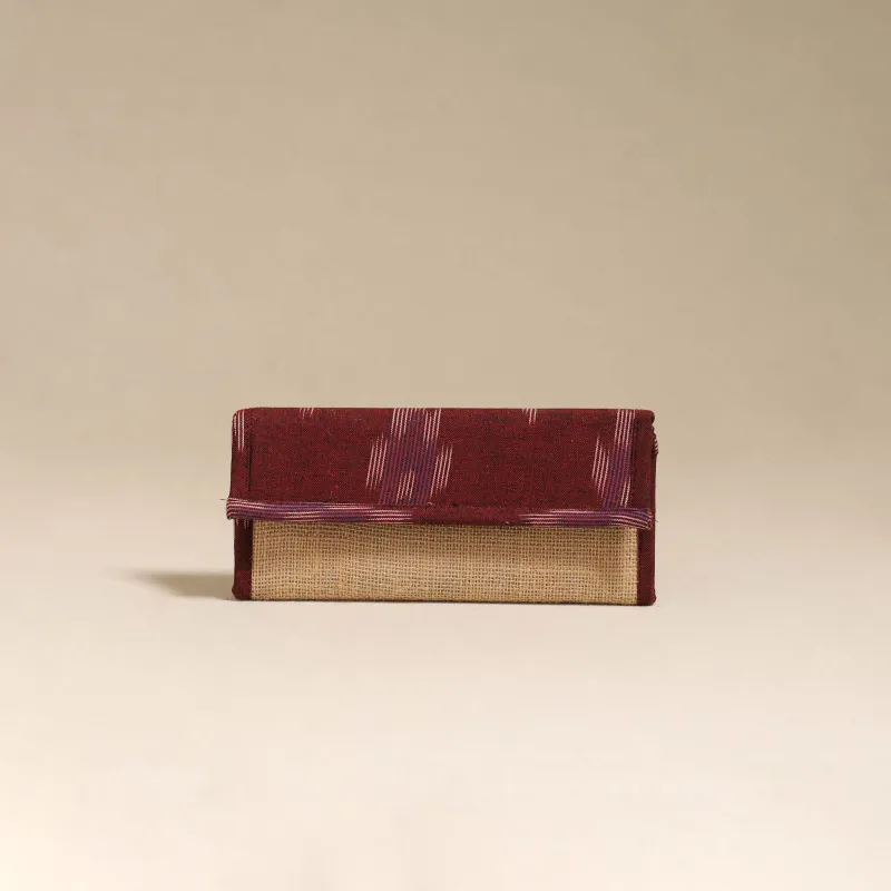 Maroon - Handcrafted Ikat Fabric Jute Clutch / Wallet by Chhoti Si Asha 04 made by Itokri