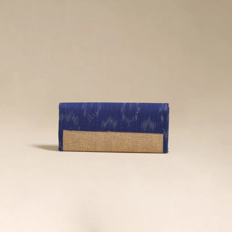 Blue - Handcrafted Ikat Fabric Jute Clutch / Wallet by Chhoti Si Asha 01 made by Itokri
