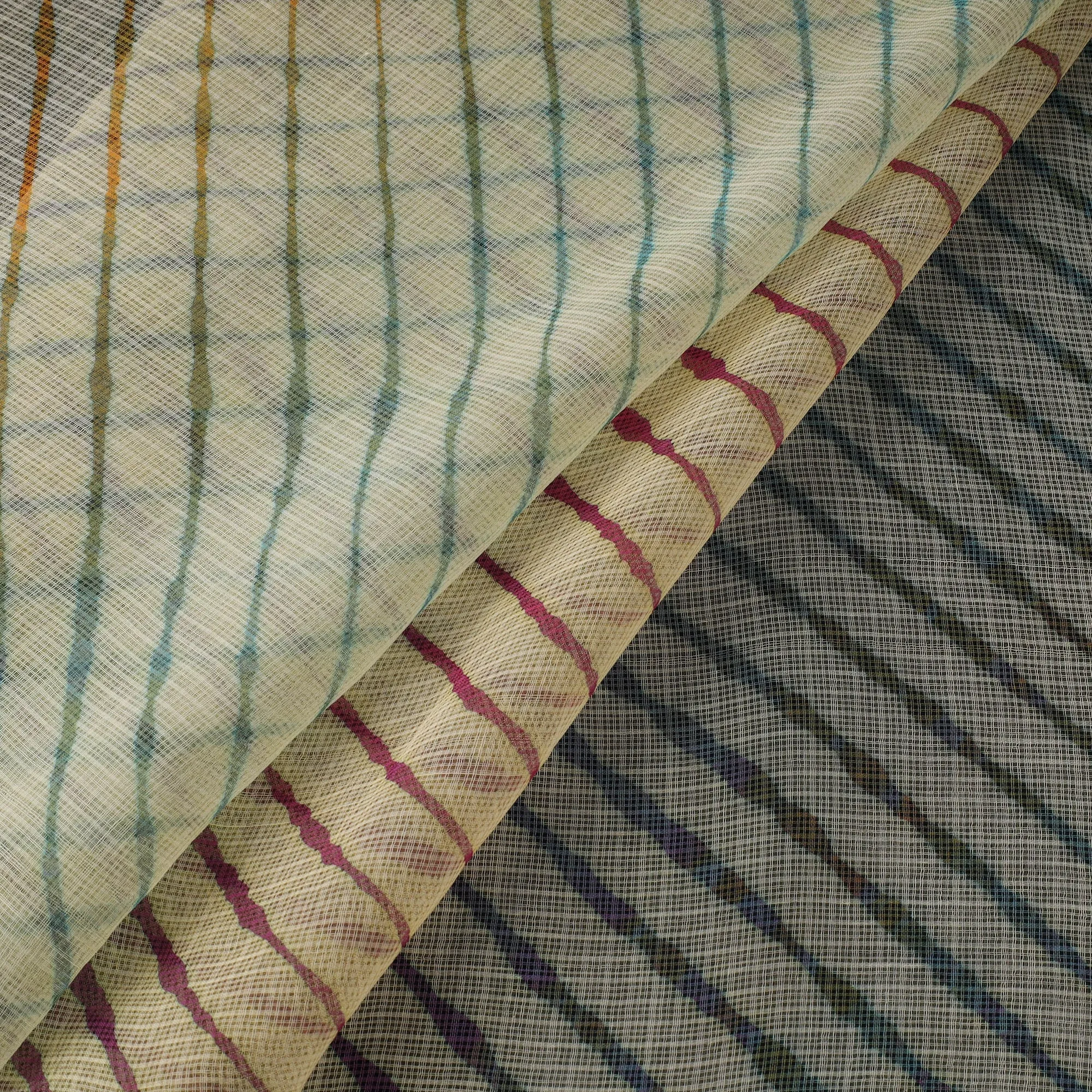 Beige - Leheriya Tie-Dye Kota Doria Cotton Fabric 26 sold by Itokri product image thumbnail 2