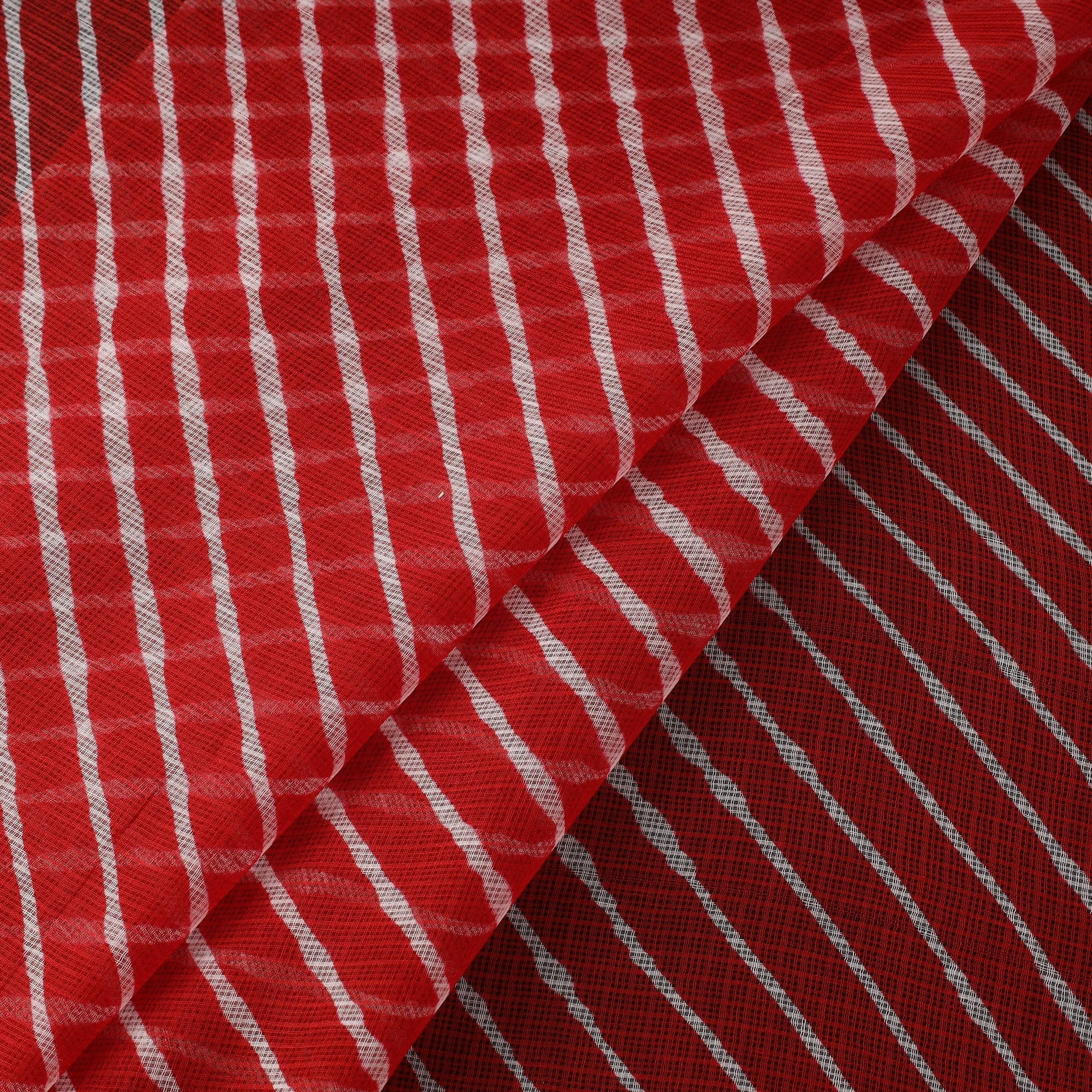 Red - Leheriya Tie-Dye Kota Doria Cotton Fabric 16 sold by Itokri product image thumbnail 2