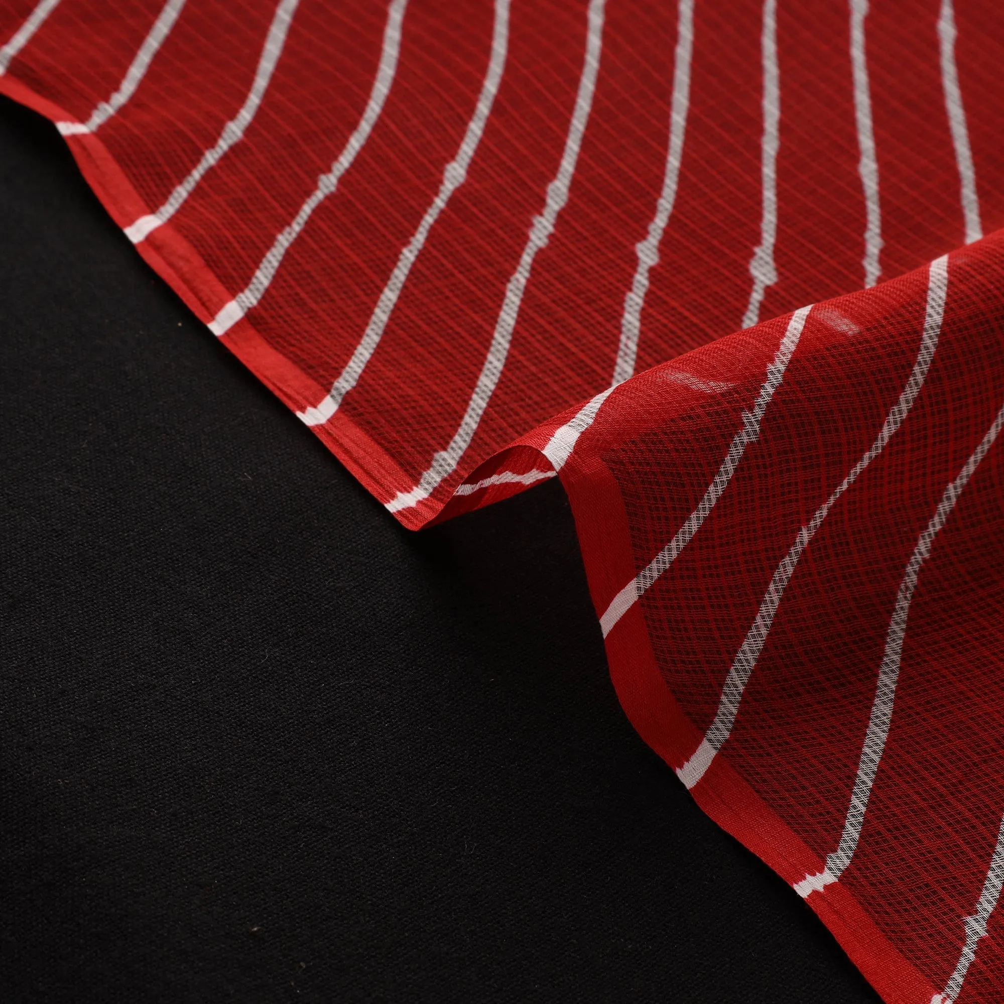 Red - Leheriya Tie-Dye Kota Doria Cotton Fabric 16 sold by Itokri product image thumbnail 4