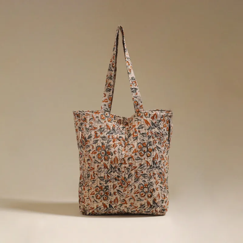 Handcrafted Quilted Kalamkari Block Printed Fabric Tote Bag by Chhoti Si Asha 161 made by Itokri