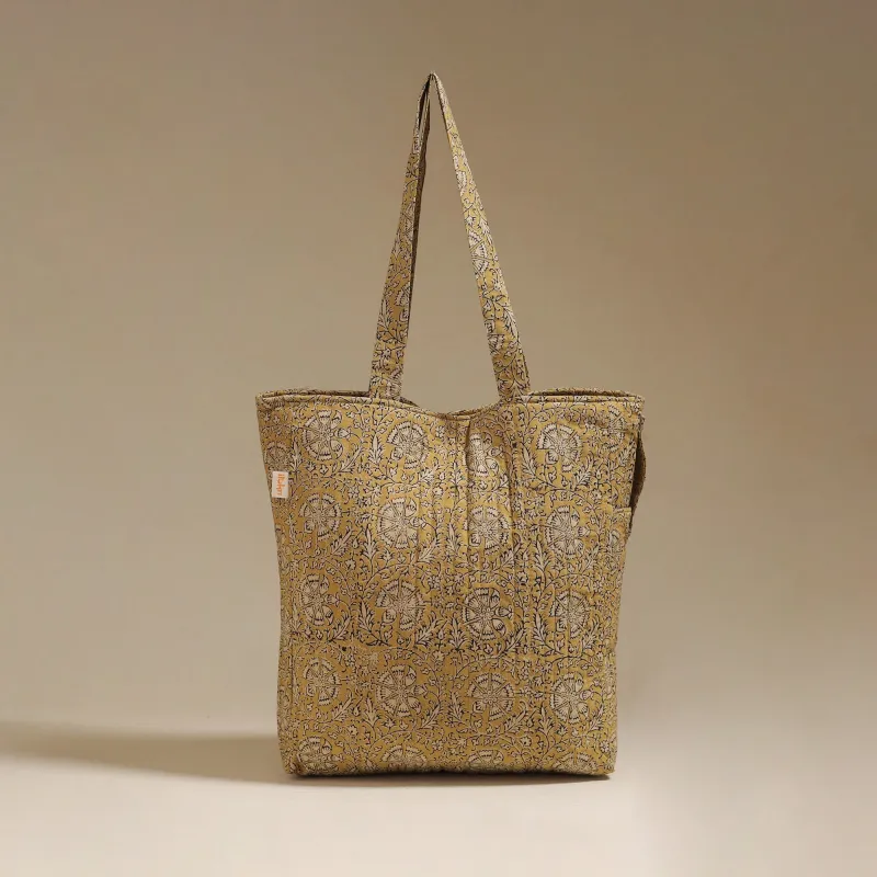 Handcrafted Quilted Kalamkari Block Printed Fabric Tote Bag by Chhoti Si Asha 162 made by Itokri