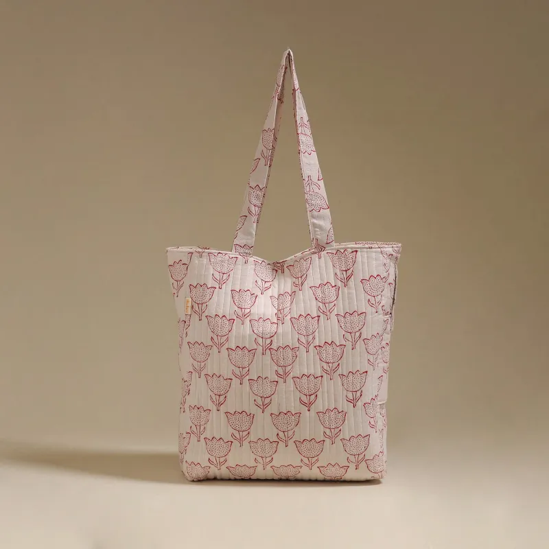 Handcrafted Quilted Sanganeri Block Printed Fabric Tote Bag by Chhoti Si Asha 143 made by Itokri
