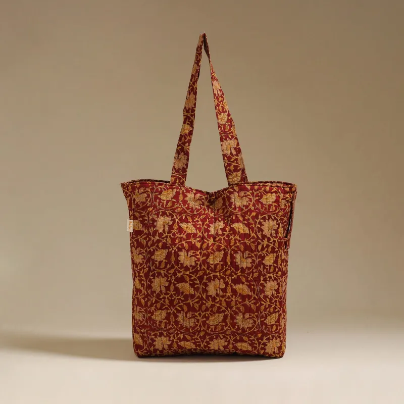 Red - Handcrafted Quilted Sanganeri Block Printed Fabric Tote Bag by Chhoti Si Asha 144 made by Itokri