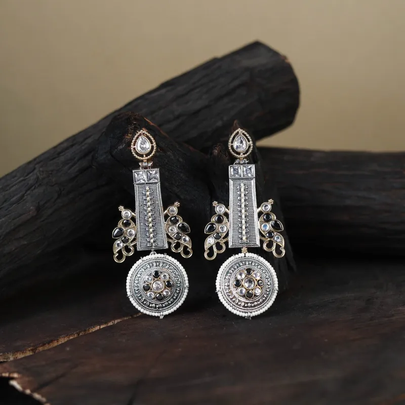 White - German Silver-Plated Ethnic Drop Earrings 59 made by Itokri