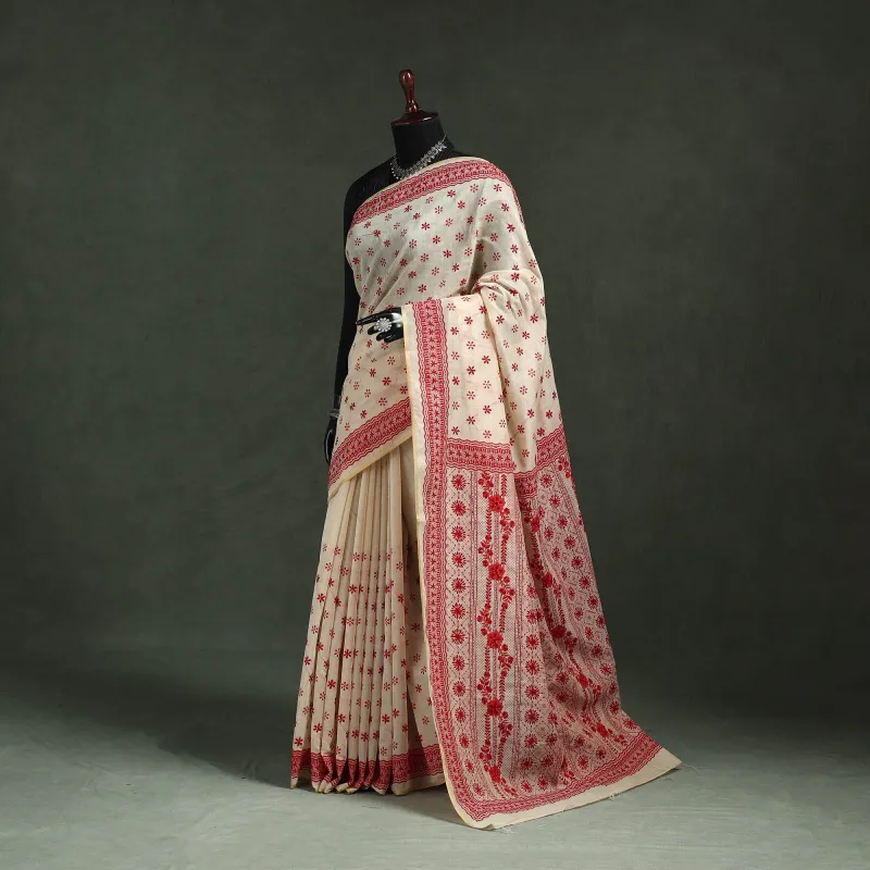 Bengal Kantha Hand Embroidery Silk Cotton Chapa Work Saree 09 made by Itokri