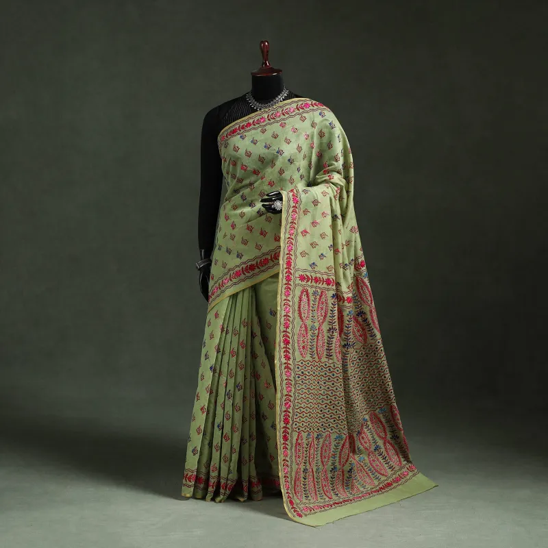 Bengal Kantha Hand Embroidery Silk Cotton Chapa Work Saree 56 made by Itokri