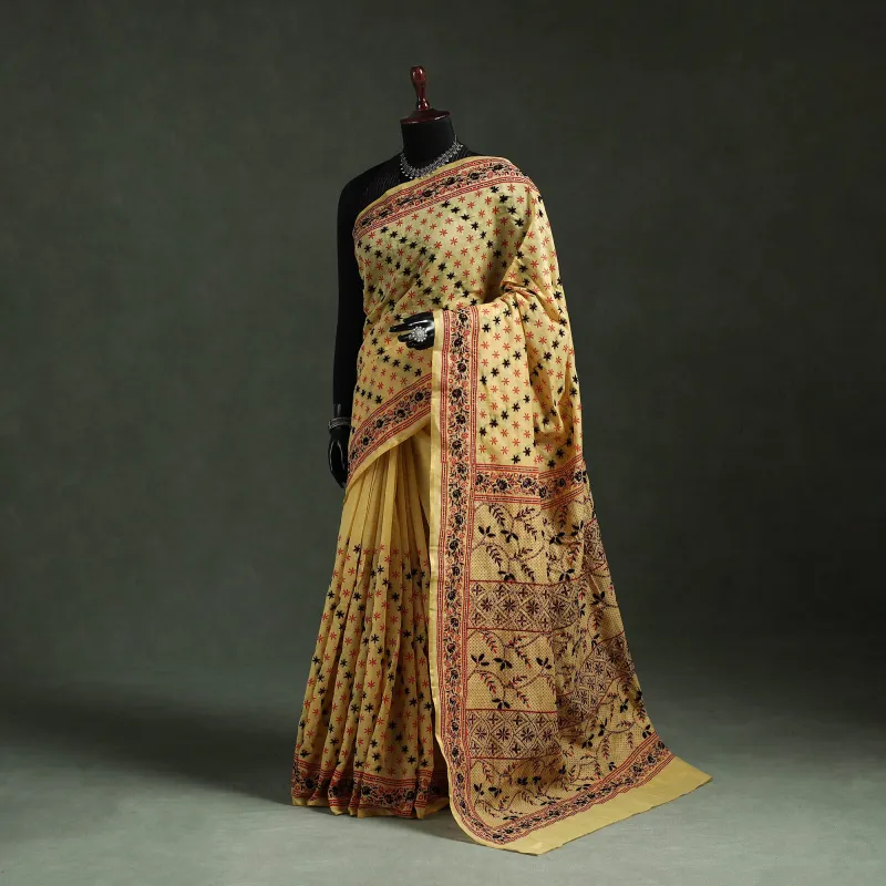 Bengal Kantha Hand Embroidery Silk Cotton Chapa Work Saree 37 made by Itokri
