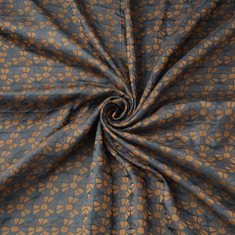 Grey - Pure Handwoven Silk Jacquard Weave Banarasi Fabric 07 made by Itokri