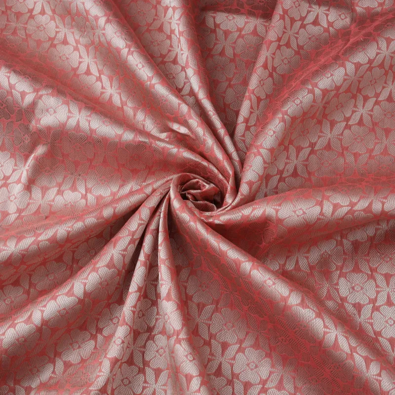 Pink - Pure Handwoven Silk Cotton Brocade Banarasi Fabric 06 made by Itokri