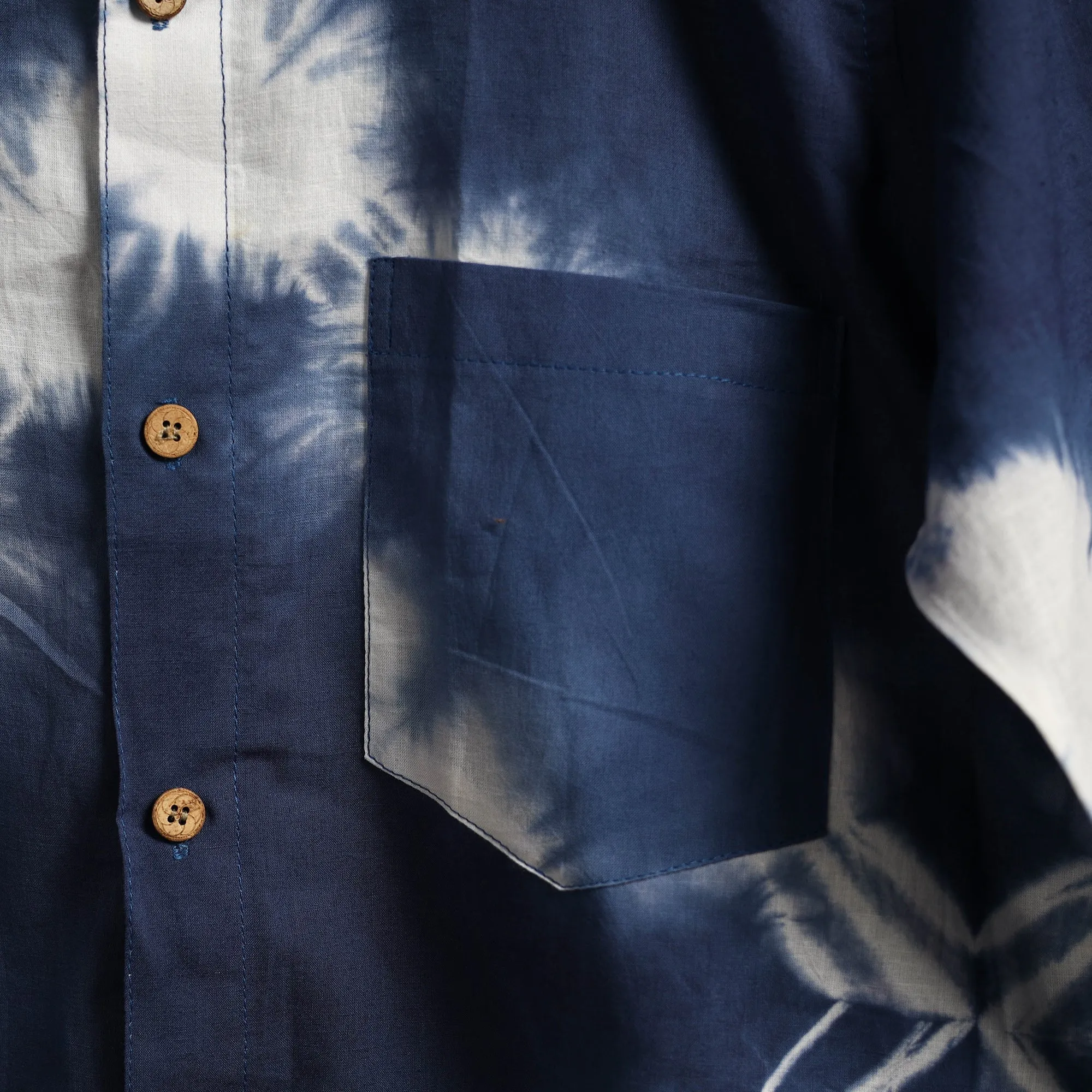 Blue - Pure Cotton Full Sleeve Tie-Dye Men Shibori Shirt 13 sold by Itokri product image thumbnail 5