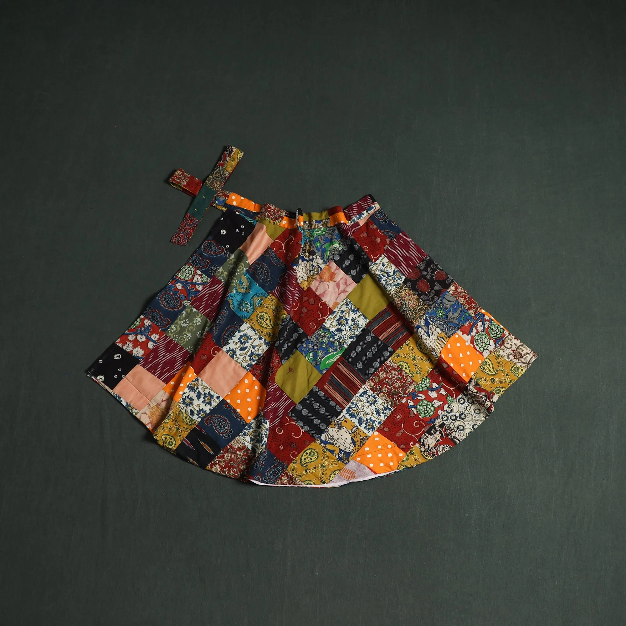 Multicolor - Tukdi Patchwork Cotton Wrap Around Skirt 12 sold by Itokri product image thumbnail 2