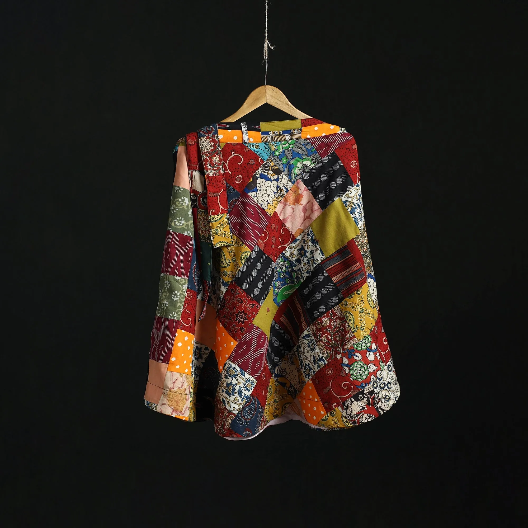 Multicolor - Tukdi Patchwork Cotton Wrap Around Skirt 12 sold by Itokri