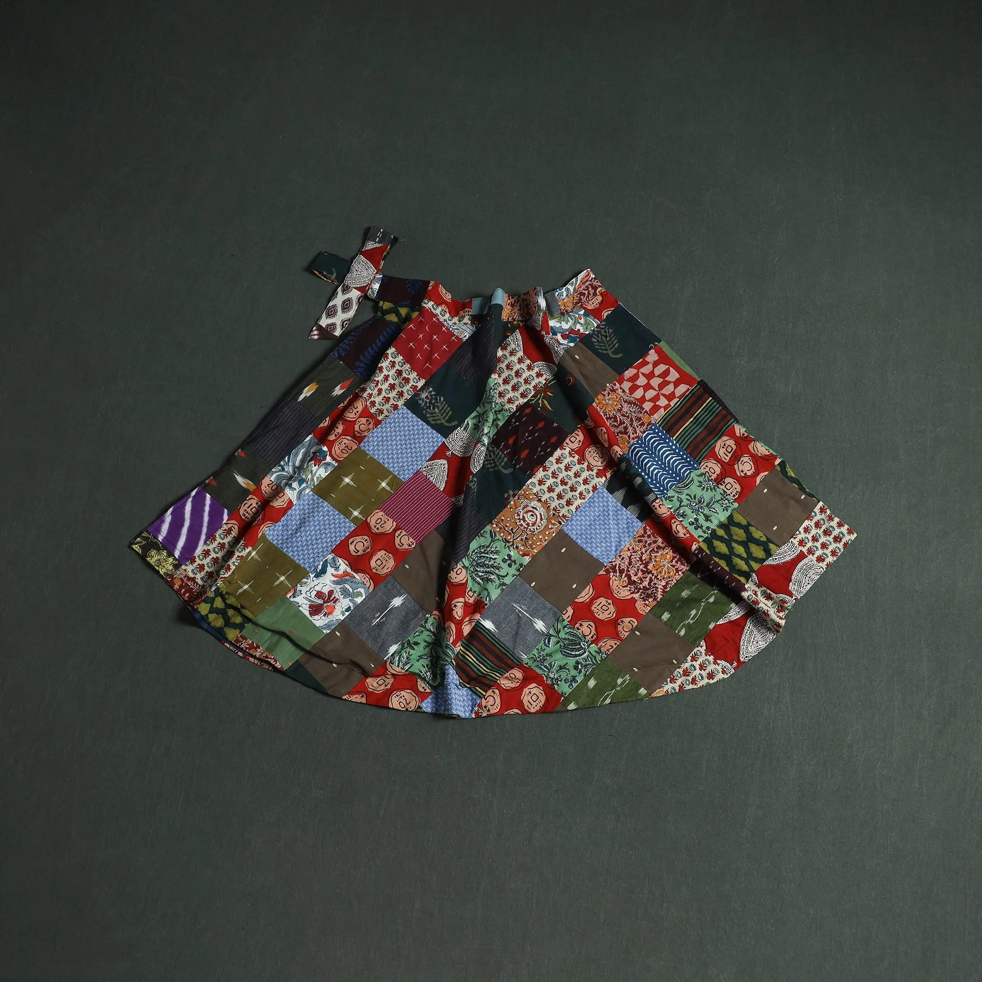 Multicolor - Tukdi Patchwork Cotton Wrap Around Skirt 10 sold by Itokri product image thumbnail 2