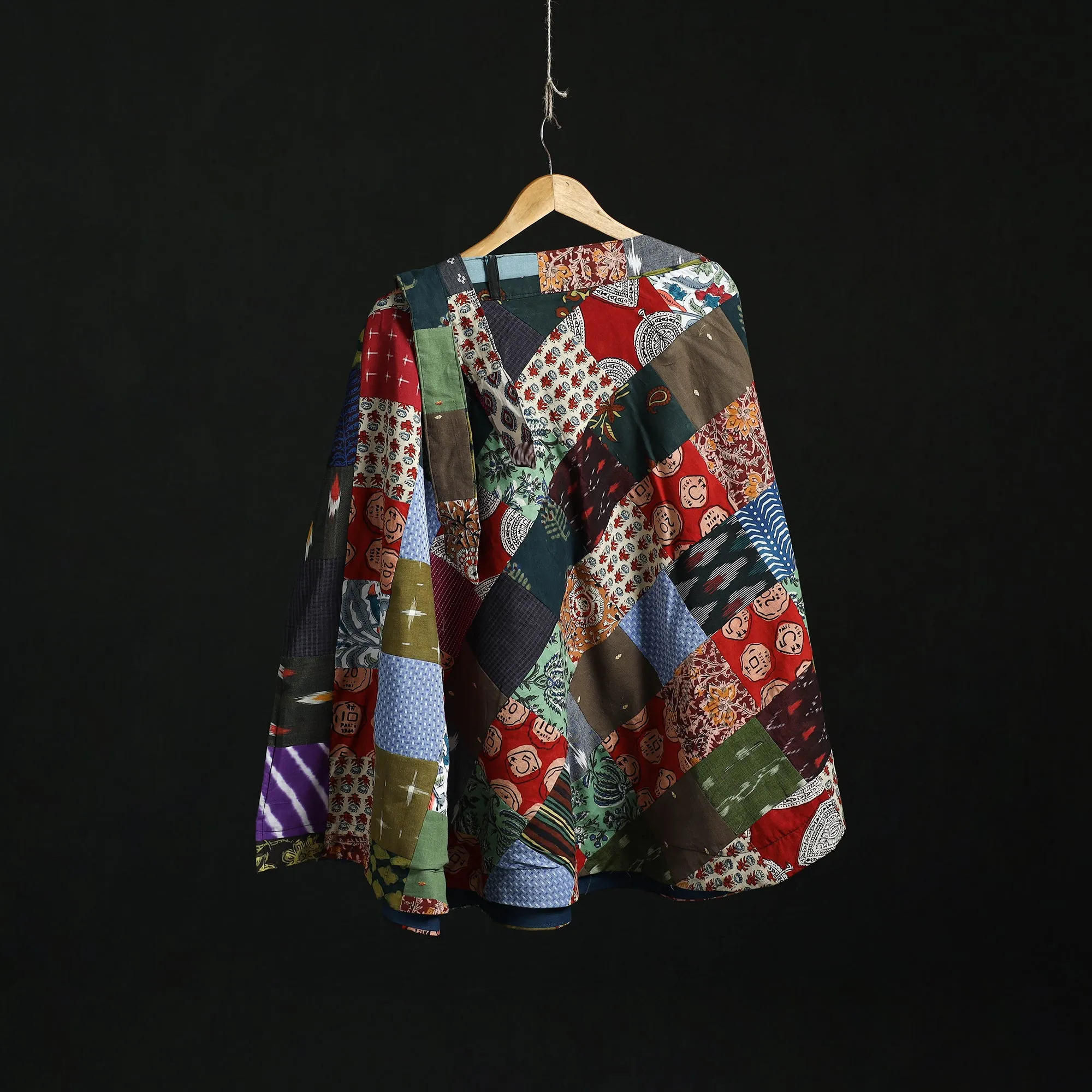 Multicolor - Tukdi Patchwork Cotton Wrap Around Skirt 10 sold by Itokri