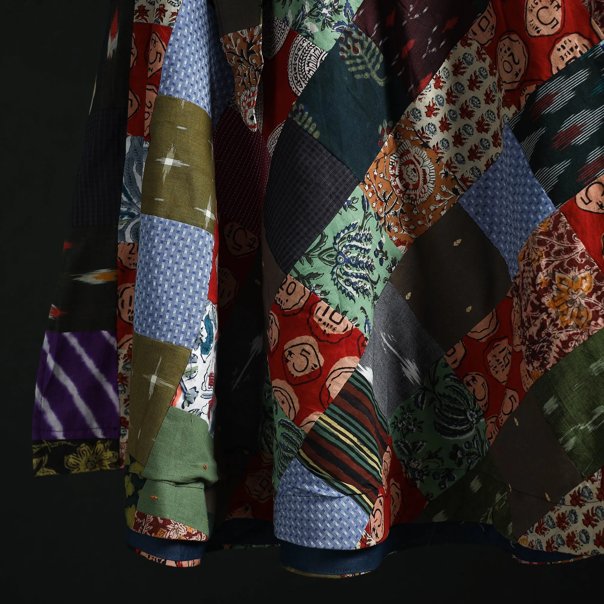 Multicolor - Tukdi Patchwork Cotton Wrap Around Skirt 10 sold by Itokri product image thumbnail 4