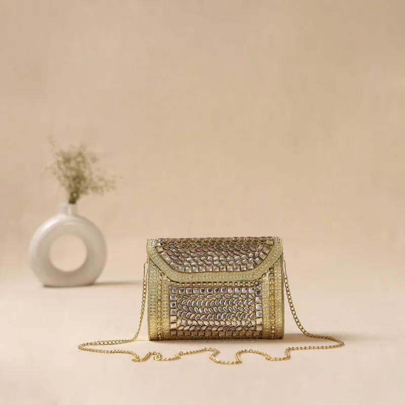 Handmade Vintage Metal Mosaic Stone Clutch / Sling Bag 01 made by Itokri