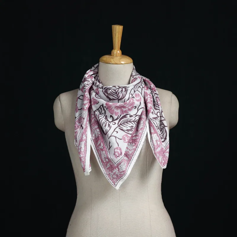Pink - Sanganeri Hand Block Print Cotton Scarf 20 made by Itokri