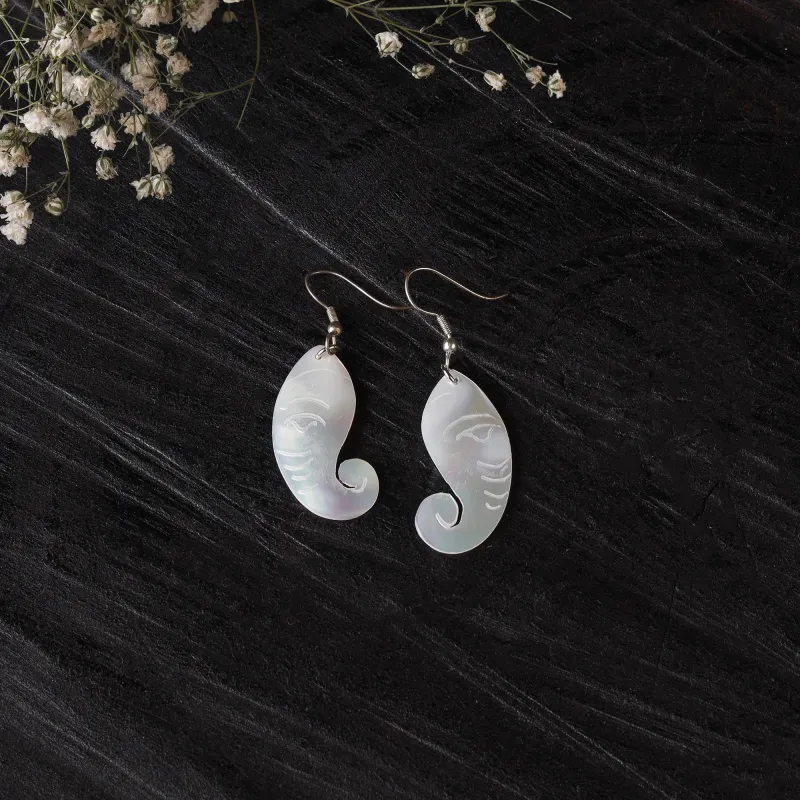 White - Handcrafted Seashell Earrings 61 made by Itokri