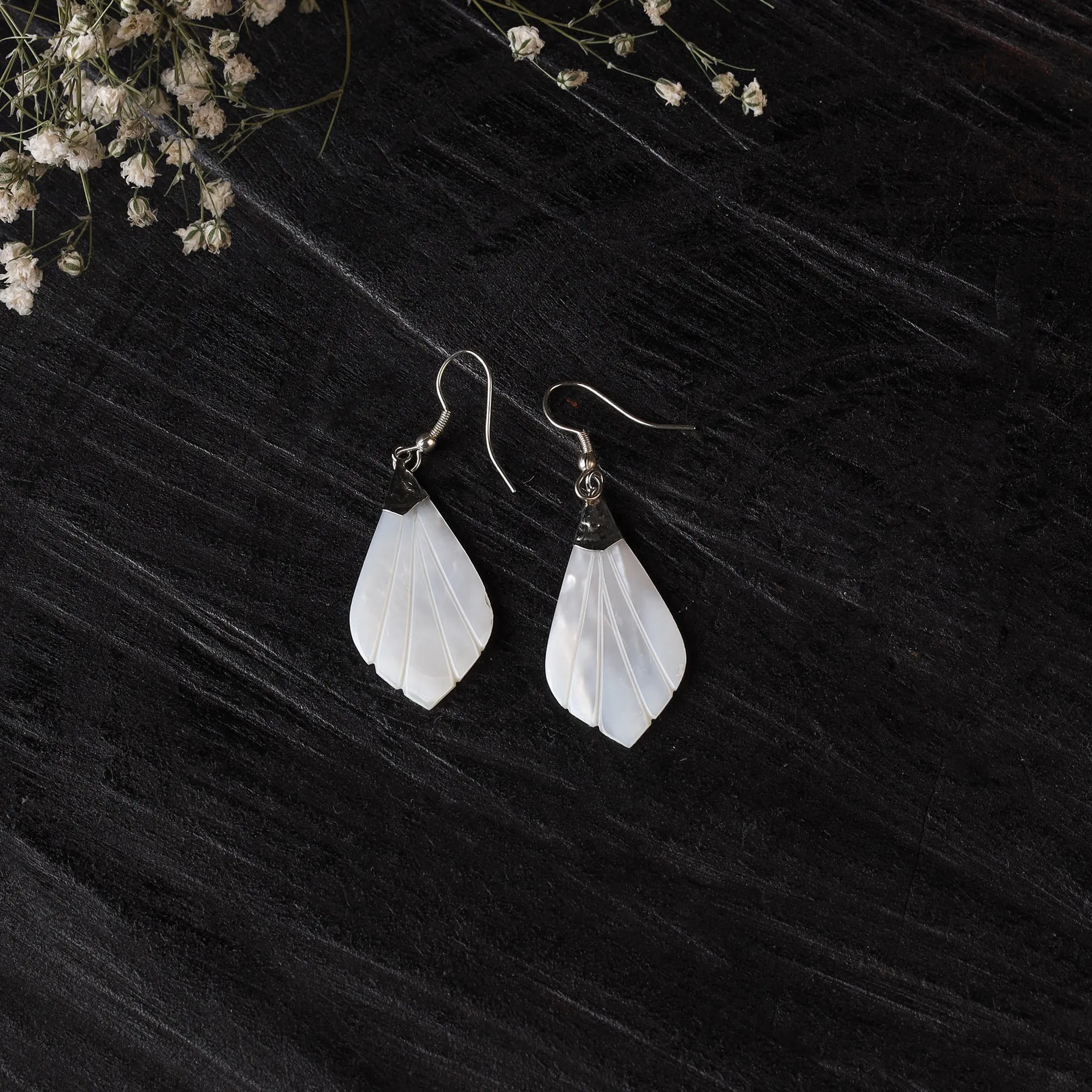 White - Handcrafted Seashell Earrings 60 sold by Itokri