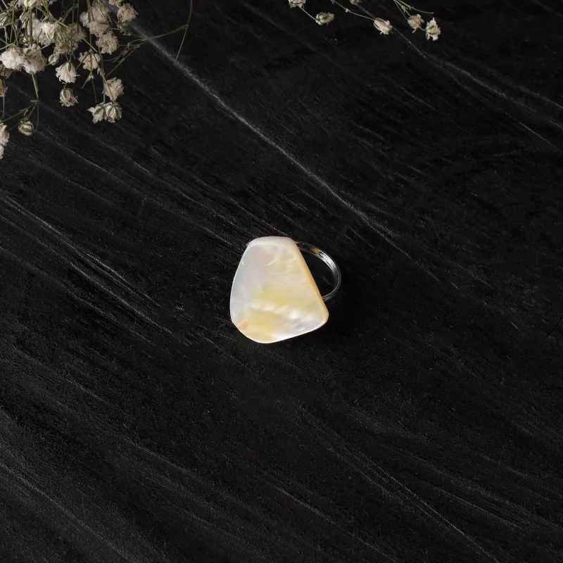 Beige - Handcrafted Seashell Ring (Adjustable) 28 made by Itokri